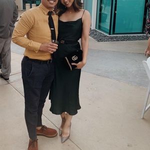 Zara - Emerald Green Midi Satin Slip Dress